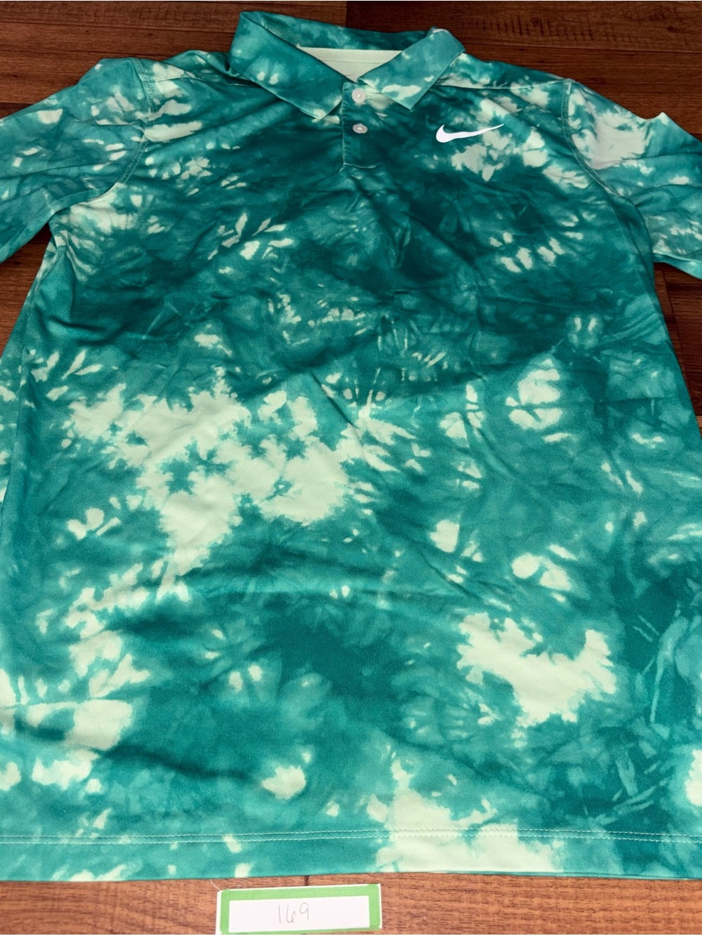 Nike Dri-FIT Men's Green Tie Dye Short Sleeve Golf Polo Shirt Large L